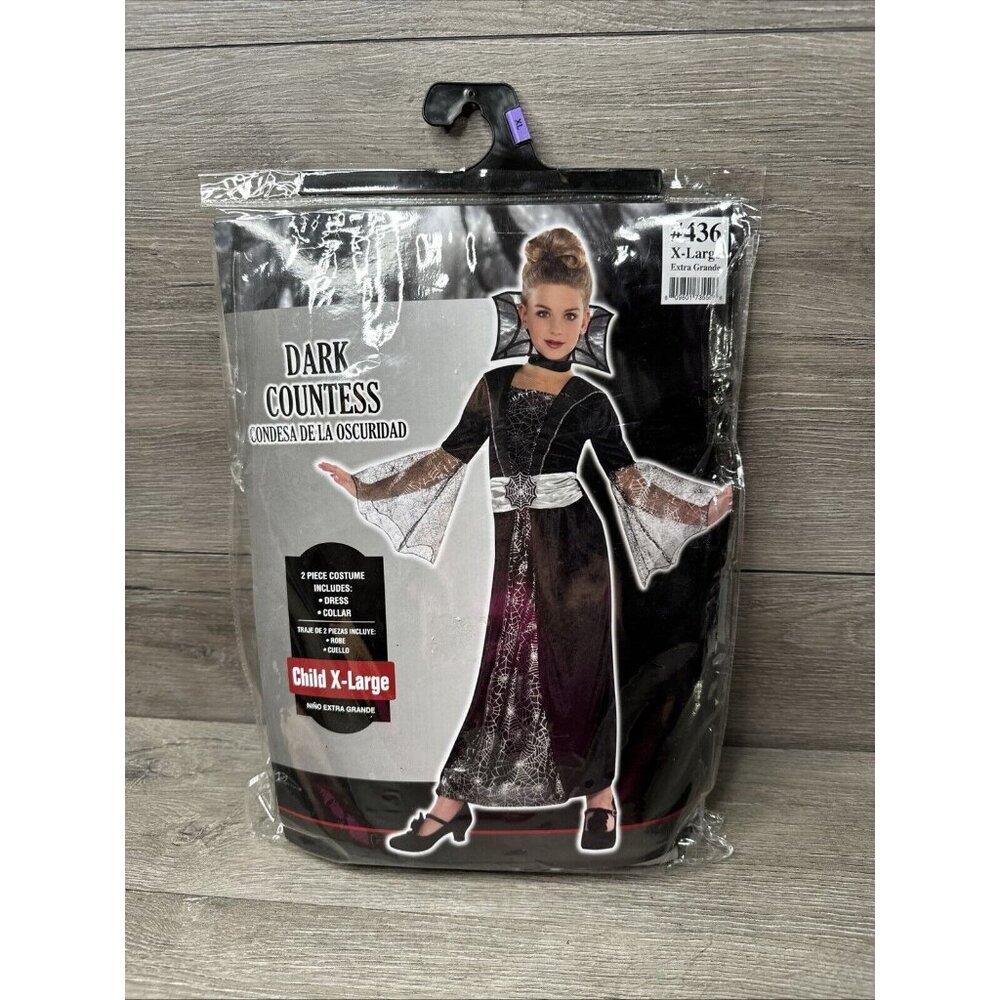 Dark Countess Vampire Halloween Costume Girl’s Size X-Large 14-16 Dress & Collar